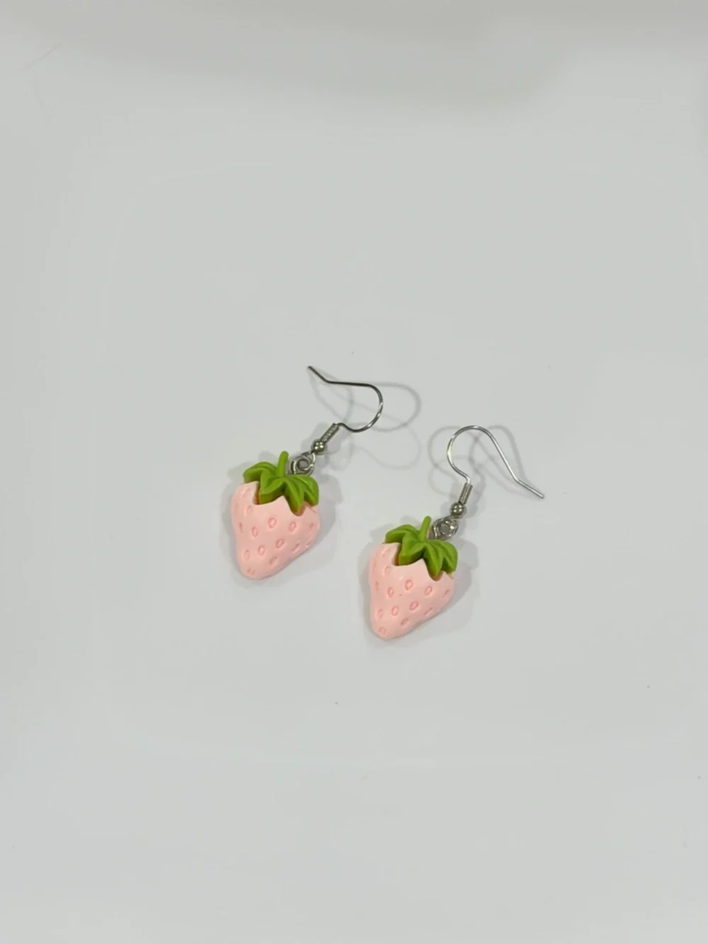 Pink Strawberry Food Art Resin Drop Kawaii Earrings